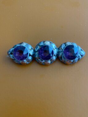 Silver Pin with man made Amethyst Stones